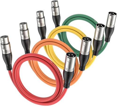 NUOSIYA XLR Cable 1m 4 Colors Balanced Microphone Cable 3 Pin Male to Female Extender Cord for Studio Recorder, Mic, Mixer, Speaker System, Phantom Power