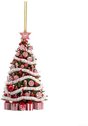 Weihnachtsbaum-Anhänger, Weihnachtsbaumschmuck, schlanker 2D-Acryl-Weihnachtsbaumschmuck, 8 cm (A)