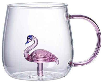 Tasse À Café en Verre avec Animaux 3D - 380 ML Tasse À Café Transparent avec Poignée, Tasses Fantaisie Animaux, Tasse À Café Résistante À La Chaleur, Tasses Mignonnes, Tasse À Thé, Tasse À Lait