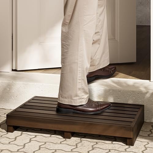 TINAMO Tritthocker für ältere Menschen, Akazienholz, hohe Erhöhung für Bett, 250 kg, für Erwachsene, Kinder/Nachttisch, Badezimmer, Küche, Garten, Walnuss, 8,9 cm Höhe, 8,9 cm
