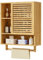 Yorbay Badezimmerschrank Hängend, Bambus Wandschrank mit Handtuchstange und Offenem Fach, Platzsparender Medizinschrank mit Einzeltür für Bad und Küche, 20 x 56 x 70 cm (Bambusfarbe)