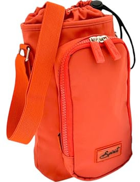 Spirit Unisex Water Bottle Carrier Bag 500ml 16.9fl oz Bottle Pouch Holder, Adjustable Shoulder Hand Strap 3 Pocket Sports Water Bottle Accessories for Hiking (Orange)