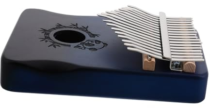 Kalimba Daumenklavier 17 Tasten Satz Tragbar für Anfänger und Junge Mädchen | Panda Verlauf Blau, Holz Metall 1 Satz mit Tuch und Stimmhammer