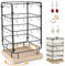 Viitech Rotating Earring Display Holder Stand, 4 Tier 64 Hooks 360 Rotating Jewelrys Display Stand with Wooden Base, Removable Jewelry Rack for Selling Bracelets Jewelry Towers