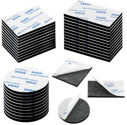 MXTIMWAN 32 Pezzi Pads Adesivi Bilateri, Nastro Biadesivo Extra forte, Cuscinetti Biadesivi in Schiuma Incluso in Forme Quadrate Rotonde e Rettangolari, Nastro di Ricambio per Foto, Auto, Casa,Ufficio