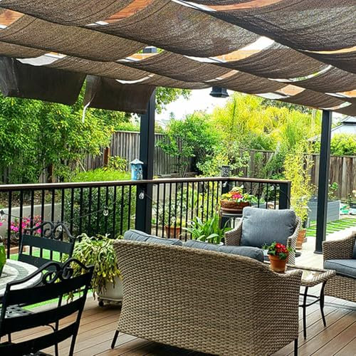 Vela Parasole Retrattile A Forma di Onda, Vela Parasole Marrone con Kit di Fissaggio, Tenda da Sole Anti-UV Resistente all'Acqua per Pergolato da Giardino Esterno, Rete Ombreggiante