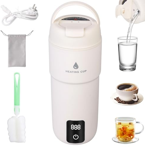 Hervidor eléctrico de viaje, 350 ml, 220 V, 300 W, pequeño hervidor eléctrico portátil con 4 niveles de ajuste de temperatura, forro de acero inoxidable 304, para viajes