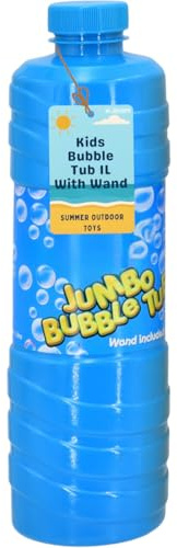 Electoys Kids Bubbles 1L Solution Tub with Wand | Bubble Wands for Kids Party Bags Filler | Bubbles Mix Liquid Tube | Bubble Blower Toy | Outdoor Garden Summer Party Fun | Assorted Colours | 1 Pack
