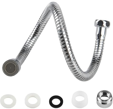 Vaskula Embout Robinet 50cm Embout Robinet Cuisine Rotation Universelle à 360 ° Rallonge Robinet Cuisine Acier Inoxydable Mode de Sortie D'eau à 2 Vitesses pour La Salle de Bain Du Balcon