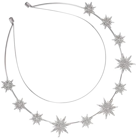TOPPERFUN Doppelter Six point star Haarreif Silbernes Stern stirnband Göttinnen krone Hochzeit Haarschmuck Damen Brautschmuck Festlich Elegant für Partys und Alltag