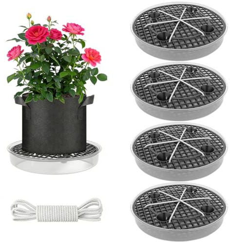 Autopot 4 Stück Selbstbewässernder Blumentopf Untersetzer 30 cm, Bewässerungssystem für Stofftöpfe, Grow Zubehör mit Wasserstandsanzeige