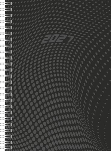 rido/idé 7021804907 Buchkalender Mod. Timing 1 2027 A5, Kunststoff, schwarz: 2 Seiten = 1 Woche