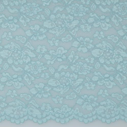 MAGAM-Stoffe Carmen Spitzenstoff Blumen-Spitze Bekleidung Deko Meterware 50cm (Hellblau)
