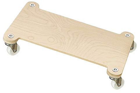 Cemab Carrello porta vasi e fioriere per piante e fiori colore naturale, NUOVA VERSIONE RINFORZATA, rettangolare in legno con 4 ruote - grande capacità di carico fino a 140 kg, dimensioni: 45 x 21 cm