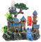 Saim Aquarium Dekorationen Mountain View Deko Rocks Harz Castle House rot Wasserrad grün Fake Pflanze Gras Stein Treppen Cave Landschaft Ornaments Fisch Tank Dekor