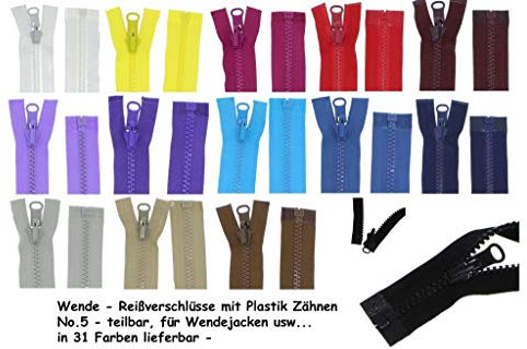 zipworld Wende - Reißverschluss Kunststoff Zähne teilbar 5-6mm WPZ schwarz-322 (70cm)