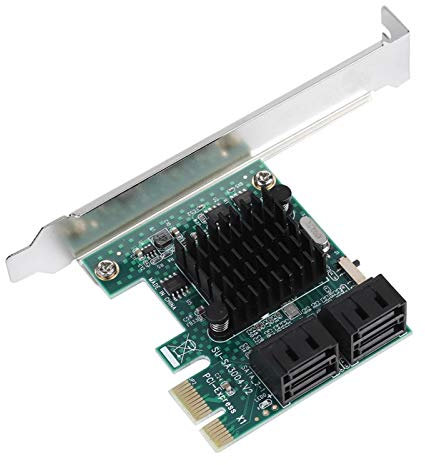 Garsent PCI Express auf SATA Adapter, 4-Port PCIE auf SATA 3.0 6G Expansion Controller Card SATA 3.0 Erweiterungskarte