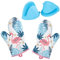 Keleily Backhandschuhe 1 Paar Ofenhandschuh Enhandschuhe Hitzebestaendig Baumwollfutter Mit 1 Paar Silikon Handschuhe für Küche, Kochen, Backen, BBQ, Flamingo Design