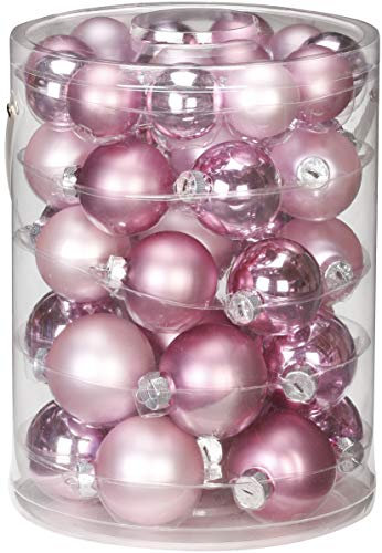 44 TLG. Christbaumkugeln Glas 4,5,6cm Set Pink Blush - Altrosa Hellrosa