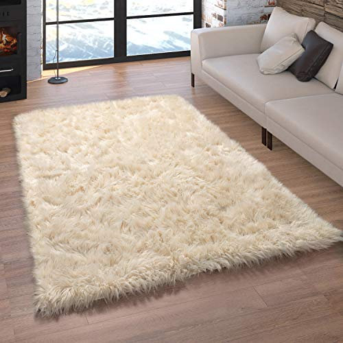 Paco Home Kunstfell Fellteppich Imitat Sitzkissen Herzform Rund Verschiedene Formen, Creme, Grösse:120x170 cm