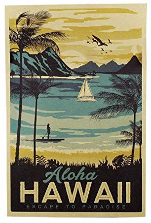 Casecover Vintage Art Hawaii-Reise-Plakat Kraft Papier Dekorative Plakat-Druck-Wand-dekor-abziehbilder Büro-Plakat