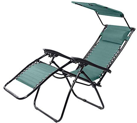 DFANCE Hochleistungs-Schwerelosigkeits-Liegestuhl mit strapazierfähigem Sonnenschutz-Baldachin mit Rückenlehne, klappbarer Loungesessel Leicht mit dem Griff zu tragen, Stütze 150 kg (Farbe: Grün)