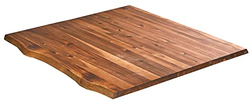 SAM Tischplatte Esra 80x80 cm Akazie Cognac 26 mm Baumkante | stilvolle Baumkanten-Platte, Akazienholz cognacfarben massiv, pflegeleichtes Unikat