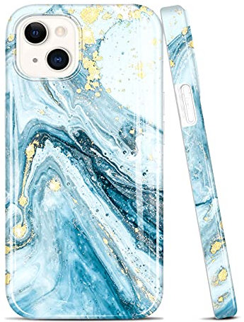JIAXIUFEN Compatible with iPhone 13 Case Gold Sparkle Glitter Marble Slim Shockproof TPU Soft Rubber Silicone Cover Phone Case for iPhone 13 6.1 2021 release Blue