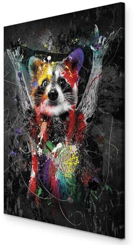 murando - Akustikbild Waschbär 80x120 cm 1 tlg Bilder Akustikschaum Schallschutz Kunst Akustikpaneele Wandpaneele Schalldämmung Wandbild Schallabsorber Akustikplatten Tiere Farbflecken g-A-0245-b-a