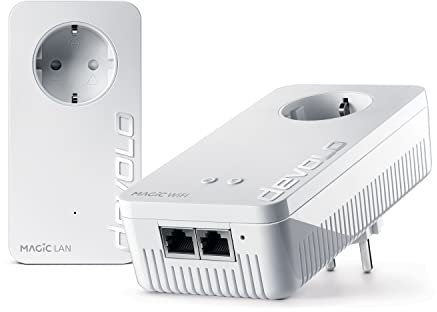 Devolo Magic 2 WiFi 6 Starter Kit Adaptador, WiFi Powerline -hasta 2.400 Mbps, Punto de Acceso WiFi Mesh, 2X conexión LAN Gigabit dLAN 2.0, Blanco, White