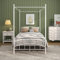 JURMERRY Canopy Double Bed Frame with Ornate European Style Headboard & Footboard Sturdy Steel Perfectly, Easy DIY Assembly, Texture White