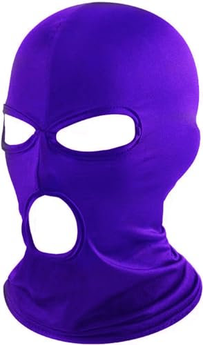 WYSUMMER Sturmhaube für Damen und Herren, dünnes Lycra, DREI Löcher, Vollgesichtsmaske für Motorrad, Fahrrad, Jagd, Radfahren, Mütze, Ski (violett)
