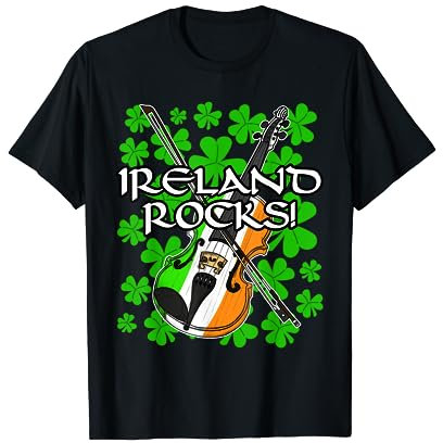 St. Patricks Day Violine Fiddle Irish Flag Fiddler Violinist T-Shirt