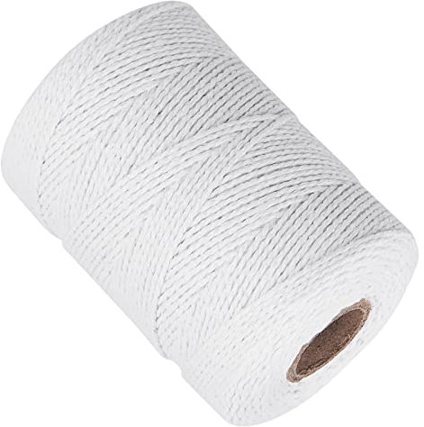 Ohtomber Ficelle de boucher en coton blanc – 2 mm d'épaisseur – Ficelle de boulanger de cuisine pour la viande et le rôtissage, ficelle naturelle pour travaux manuels, jardinage, ficelle d'emballage