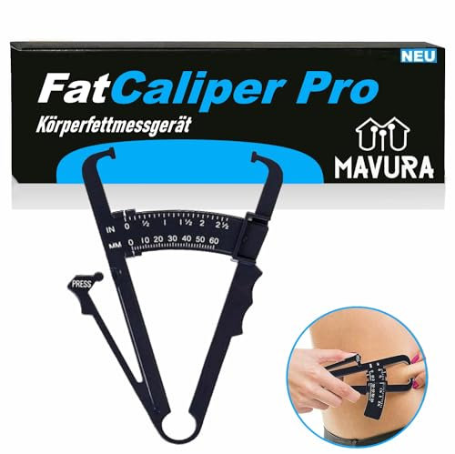 FatCaliper Pro Körperfettmessgerät Fettzange Körperfettzange Fettmesser Fettmesszange Fett messen [mit Online Fett-Rechner]