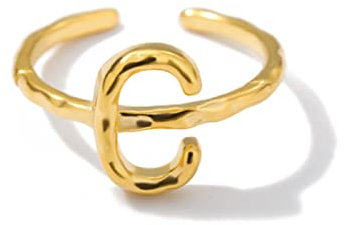 MAYIYAHO Capital A-Z Initial Ringe für Frauen Männer Edelstahl Briefring Gothic Alphabet Gold Farbe Ring Paar Schmuck Bijoux Femme