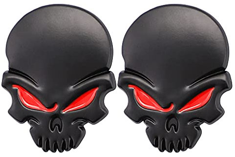 2 Stück Skull Emblem Logo Aufkleber für alle Fahrzeuge Gepäckfächer Türen und Fenster (schwarz)