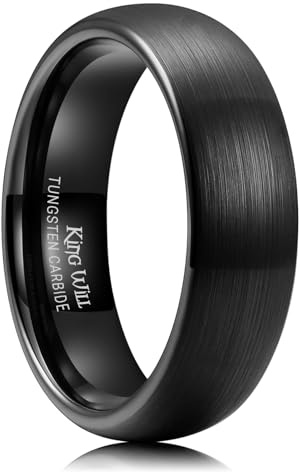 King Will BASIC 4mm 6mm 7mm Black Silver Domed Brushed Tungsten Carbide Ring Men Women Wedding Band Comfort Fit