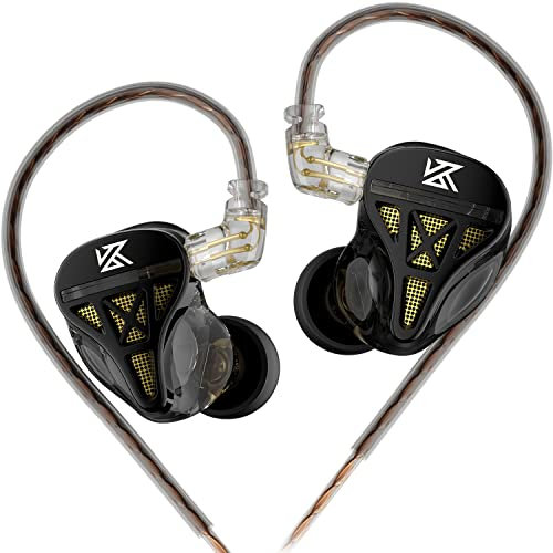 KZ DQS Dynamic Driver Semi-Aperto HiFi Sound In-Ear Cuffie/Auricolari/Auricolari KZ Extra Bassy Drummer in Ear Monitor Headset (Nero, Senza Mic)