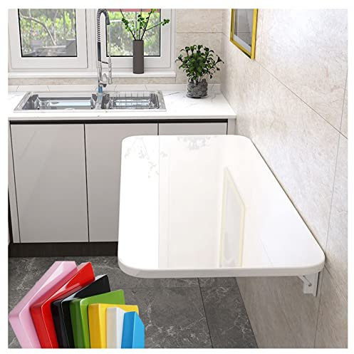 BMXRX Wandklapptisch Klapptisch Wandtisch, Stabiler Klapptisch Wandmontage Platzsparender Schwimmender Schreibtisch Küchentisch Kindermöbel Laptoptisch Esstisch 80x50cm/31x20in White