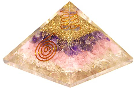 Aashita Creations Rose Quartz Orgonite Energy Pyramid for Reiki Healing and Crystal Healing Stones