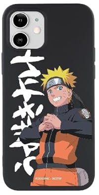 iPhone 12 Case - iPhone 12 Pro Official Naruto Japanese Text White to Protect Your Mobile Phone Case in Liquid Silicone Black Flexible with Official License