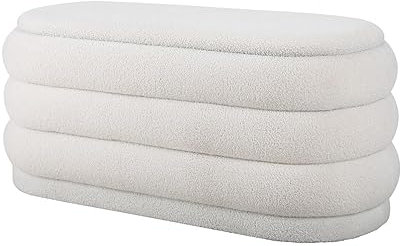 Vente-unique-Banktruhe - Bouclé-Stoff - Weiß - ECAMBI