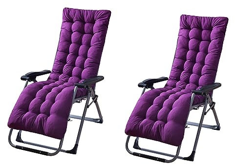 JTBDWOSK Liegestuhl Auflage, Dicke Lange Gartenliegen-Auflage Sofapolster Relaxliegenauflage für draußen, Terrasse, Sonnenliege, Bank, Liegestuhl, Kissen,Lila,2 Stück (1er Pack)