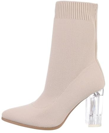 Ital Design Damen Stiefeletten mit Blockabsatz, spitze Form