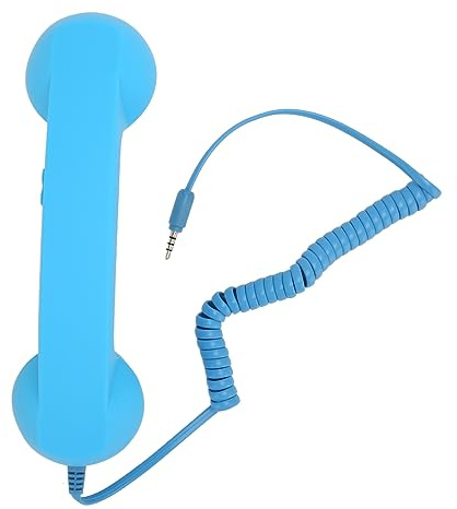 Sxhlseller Retro 3,5mm Telefonhörer für Smartphone, Strahlungssicherer Kabelgebundener Empfänger für Mobiltelefone und Computer, Himmelblau