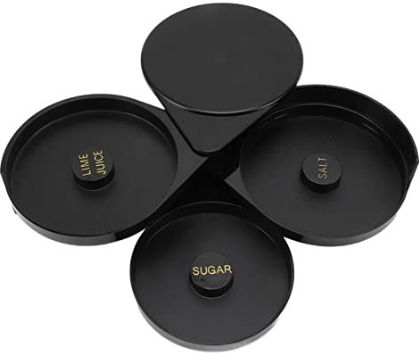 Otufan Rimmer De Vidrio para Barra, Salero Negro, Caja De Sal De 3 Capas, Caja De Azúcar De 6,10 Pulgadas, Adecuado para Caja De Condimentos para Cócteles De Restaurante