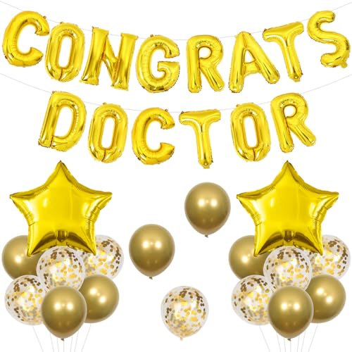 Cheereveal Doktor Graduation Dekorationen, Gold Congrats Doctor Balloons Banner, Star Foil Balloons, Doctor Nurse Class of 2026, Future Doctor, Medical School Graduation Party Supplies