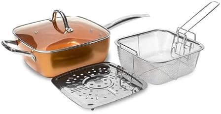 Royal Swiss Friteuse a l'huile 6L 28cm Cuivre Ensemble de 4 Pieces