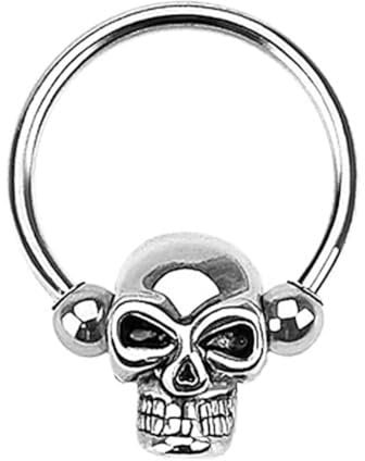 Taffstyle Piercing Ring Septum Tragus Helix Ohr Nase Lippe Nasenpiercing Nasenring Ohrpiercing Intimpiercing BCR Hufeisen Universal Totenkopf 1,2mm x 12mm x 3mm